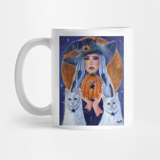 Pumpkin time Halloween witch by Renee Lavoie Mug